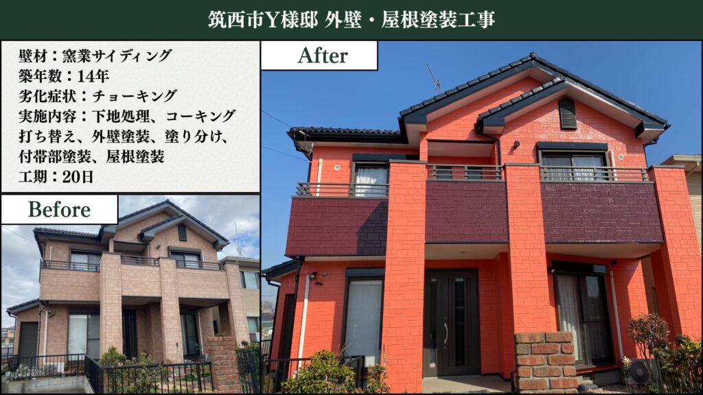 茨城県筑西市で行った外壁塗装と屋根塗装工事の施工事例。住宅の外壁と屋根を高耐久塗料で丁寧に仕上げた様子