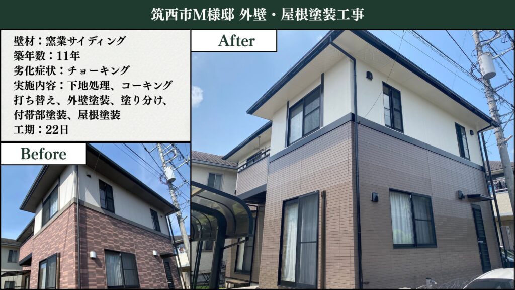 茨城県筑西市で行った外壁塗装と屋根塗装工事の施工事例。住宅の外壁と屋根を高耐久塗料で丁寧に仕上げた様子